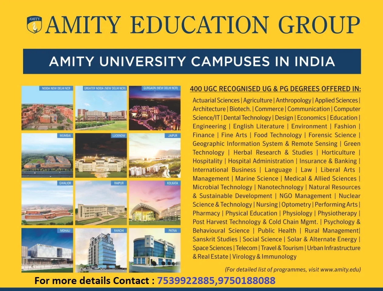 Amity University Admission in Salem - Salem Ads